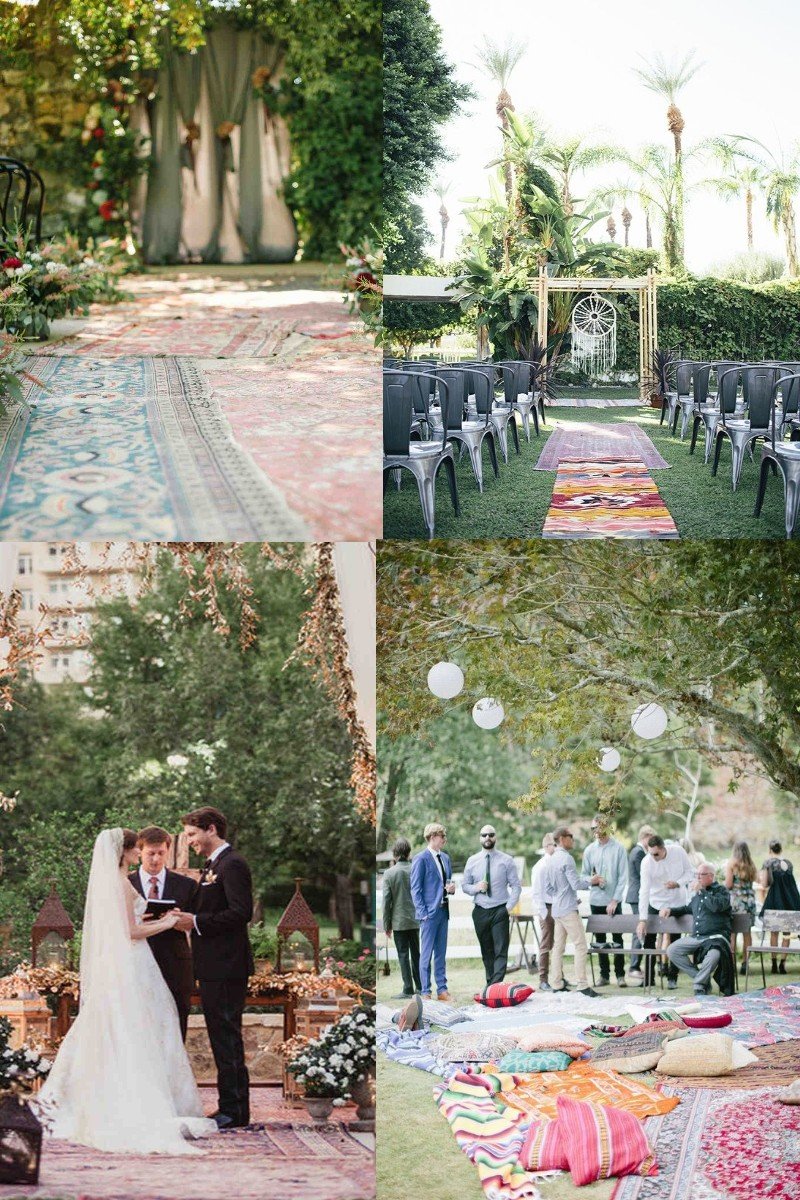 tapis de ceremonie laiques originaux, idee deco ceremonie mariage boheme